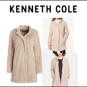 Kenneth Cole Fluffy Faux Fur Coat Jacket